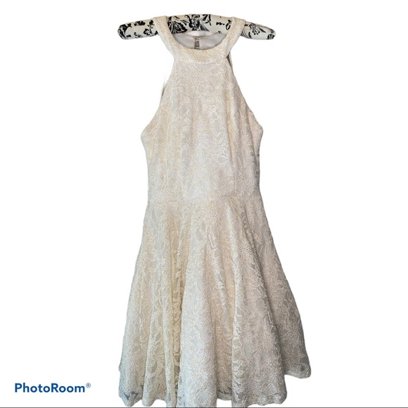 Camille La Vie Dresses & Skirts - Camille Metallic Lace Halter Occasion Dress Flare